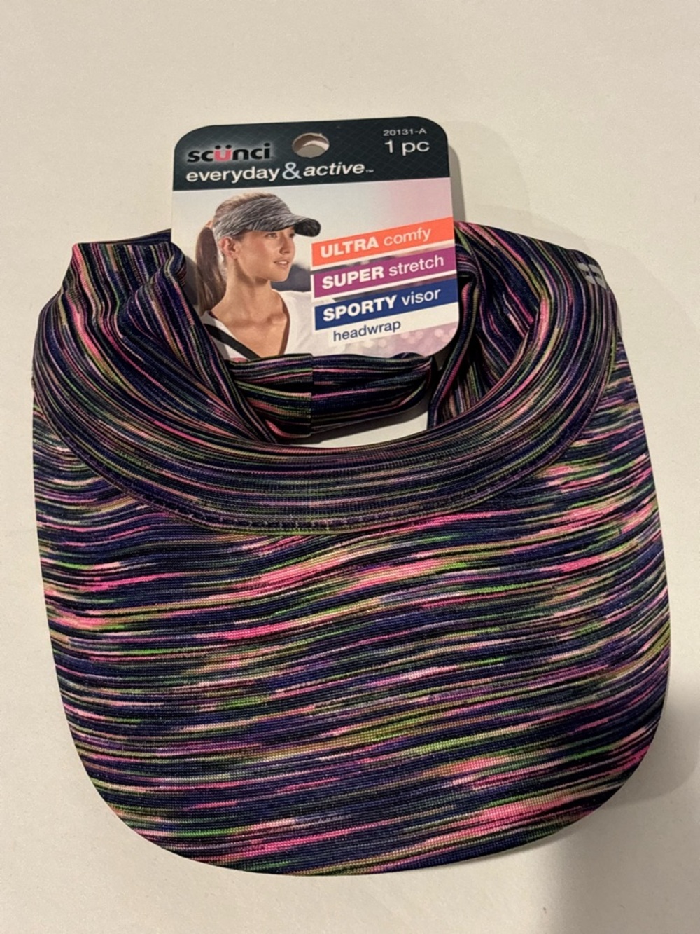 scunci Multicolor Striped Sport Sun Visor Headwrap Hat